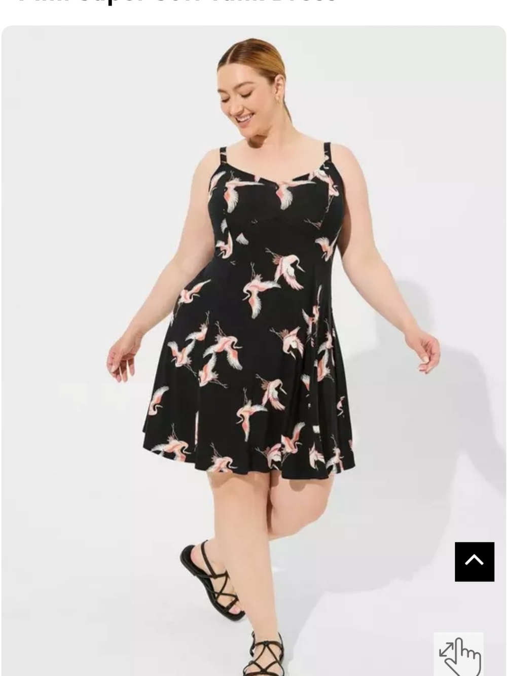 torrid Black Dress with Pink and Cream Crane Motif